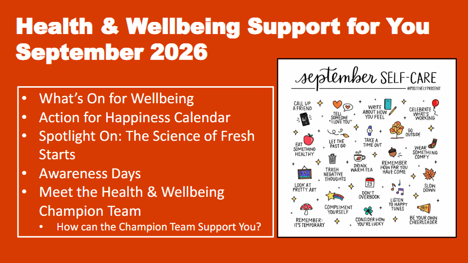 September Updates – Health and Wellbeing